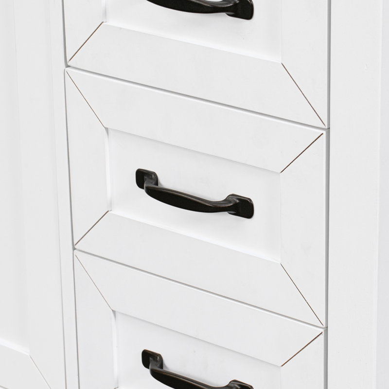 Ensemble de meuble-lavabo avec lavabo, cinq tiroirs et une armoire, Noir