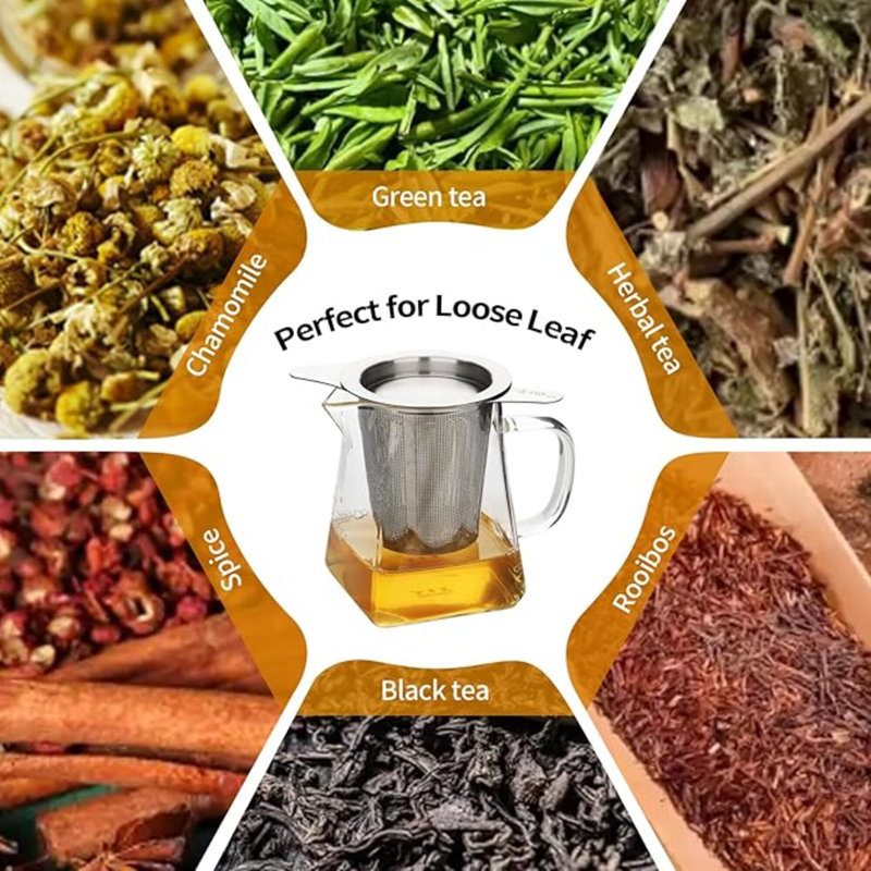 Infuseur à thé universel avec couvercle et filtre en acier inoxydable convenant aux tasses et aux tasses