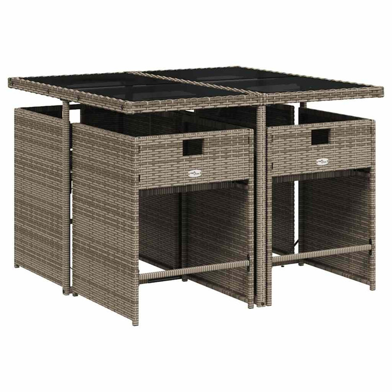 Patio Dining Set with, Grey, 5, 73 cm H x 110 cm W x 106 cm D, Grey, 4