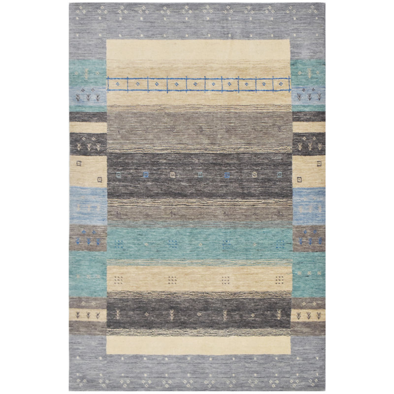 Handmade Wool Striped Area Rug, Rectangle 4' x 6'
