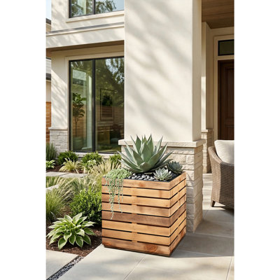 Boîte à fleurs en acier galvanisé, grande boîte à fleurs rectangulaire avec trous de drainage, boîte à fleurs d'extérieur moderne pour l'intérieur et l'extérieur, plantes hautes, fleurs ou arbustes