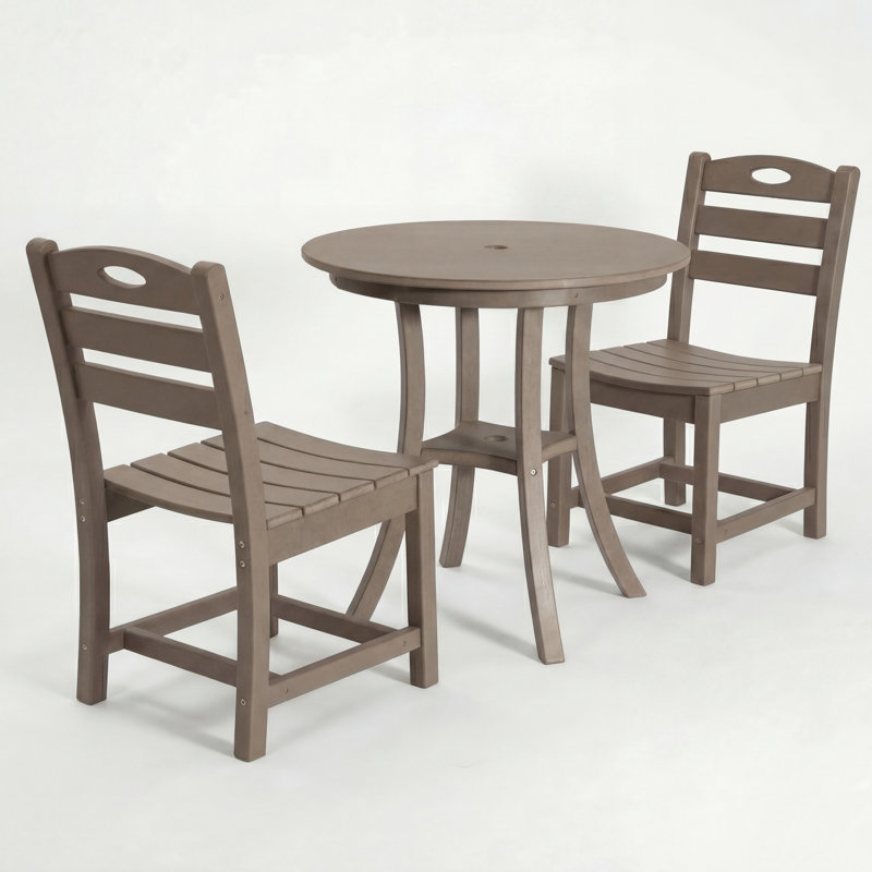 Ensemble bistro 3 pièces avec table ronde et 2 chaises brun antique, Brun