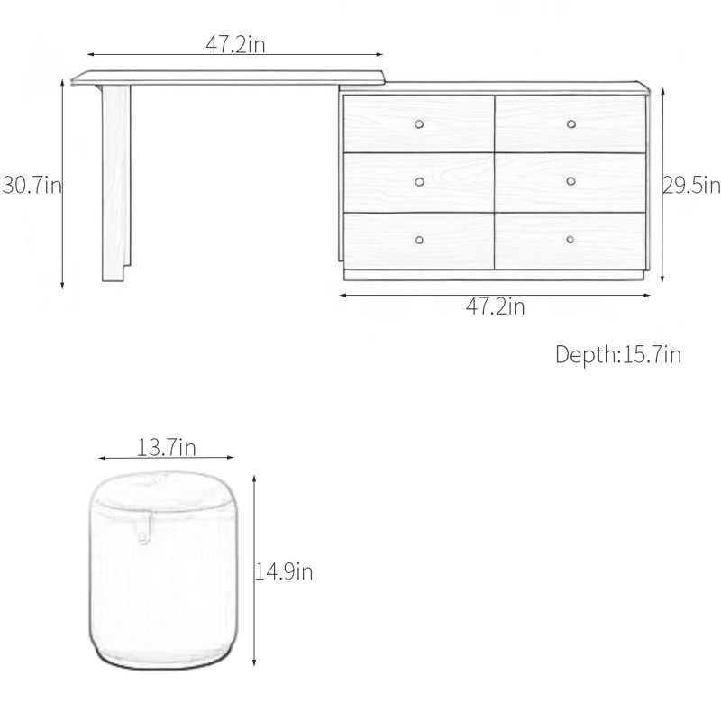 Commode en bois massif noir noyer