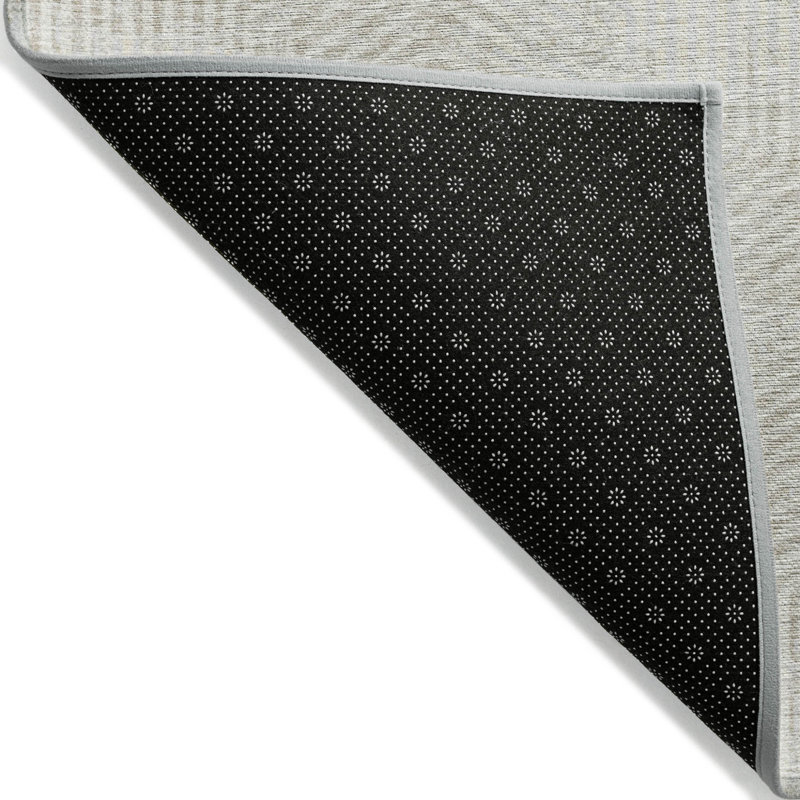 Tapis intérieur / extérieur ivoire et gris à motif géométrique 9 pi x 12 pi