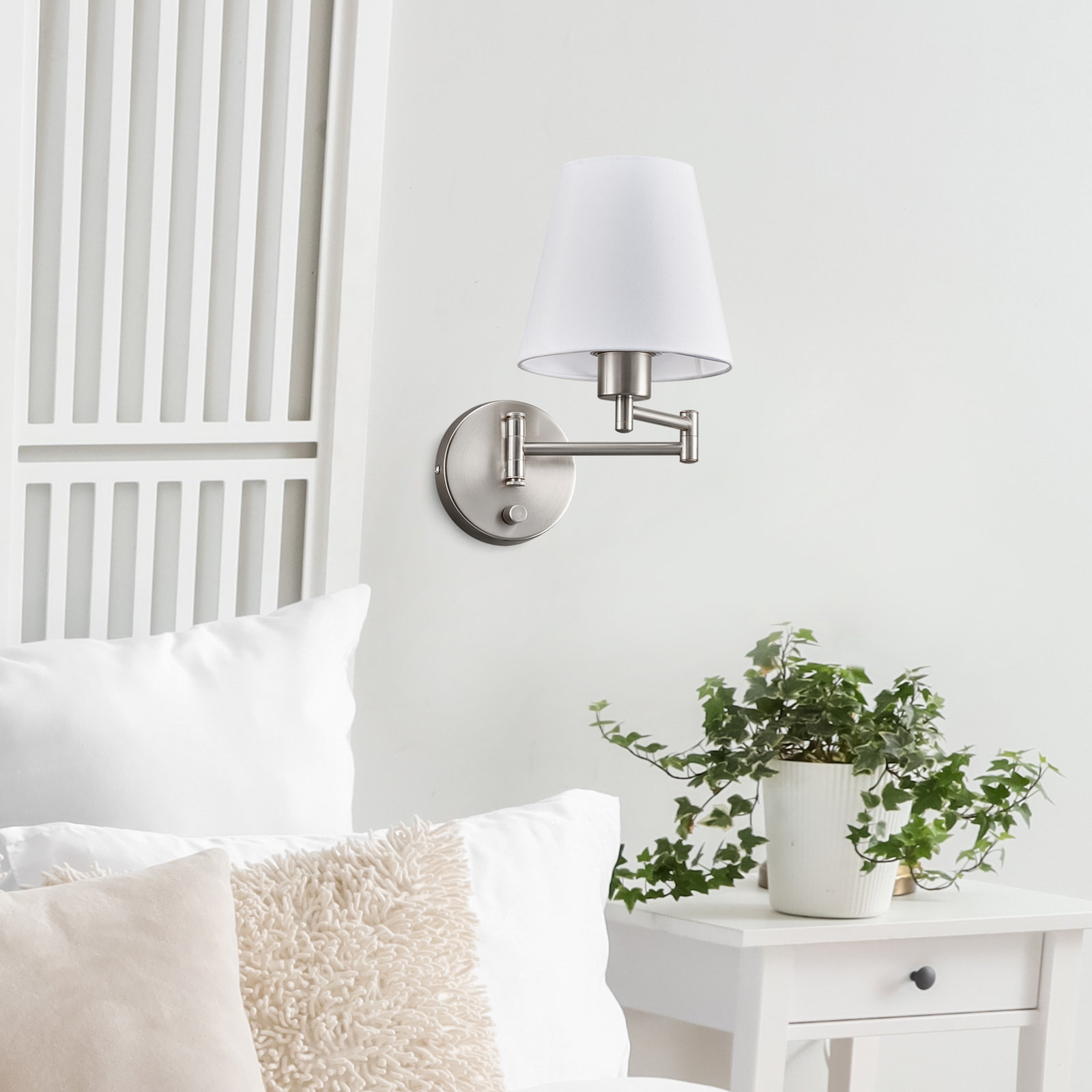 Swing Arm Sconce, Brushed Nickel, 12.2" H x 7.09" W x 14.96" D
