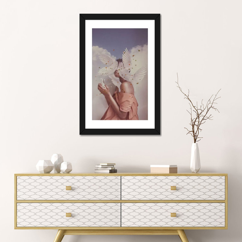 « Anxiété » par Deandra Lee-reproduction de photo, Blanc, H 24 po x l 16 po x P 1 po, Papier encadré noir
