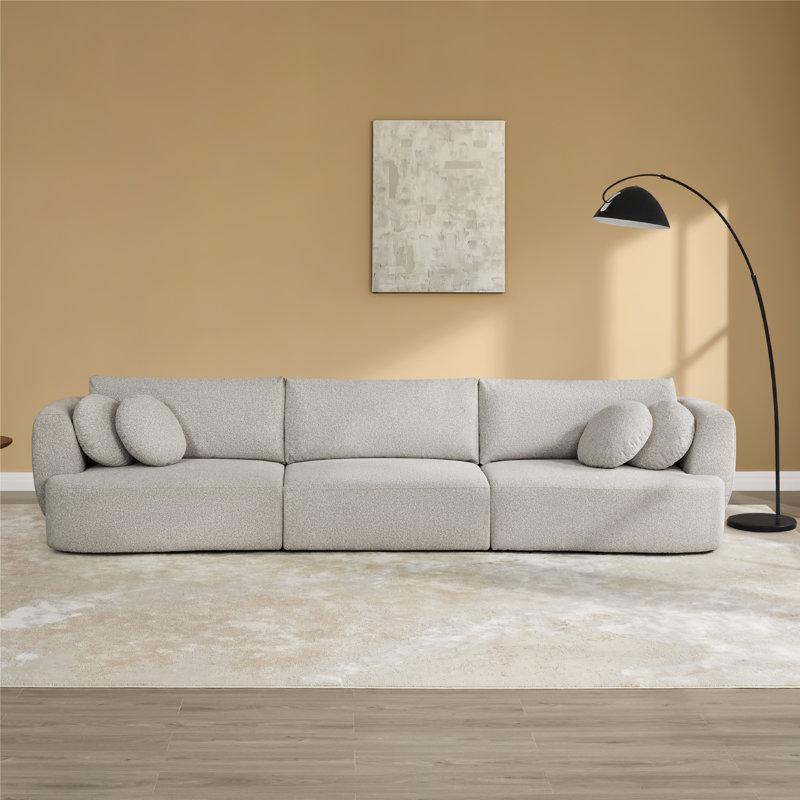 Aneika 140'' 3-Piece Curved Modular Oversized Sofa, Gray