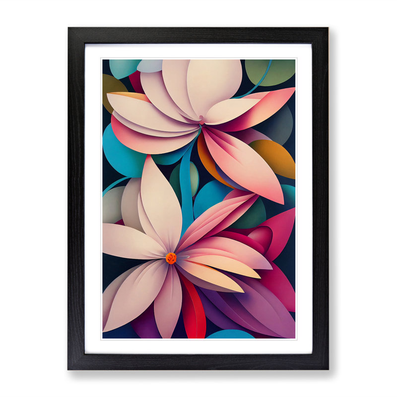 The Cosmopolitan Flowers Abstract - Framed Print, 64cm H x 46cm W x 2cm D, Black Framed