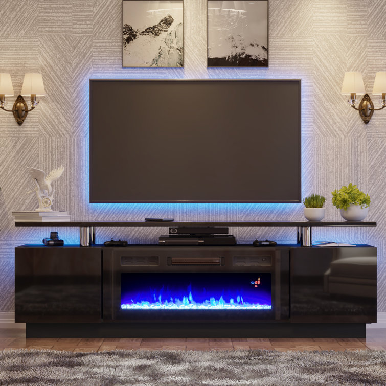 Arfaan TV Stand for TVs with Electric Fireplace Included