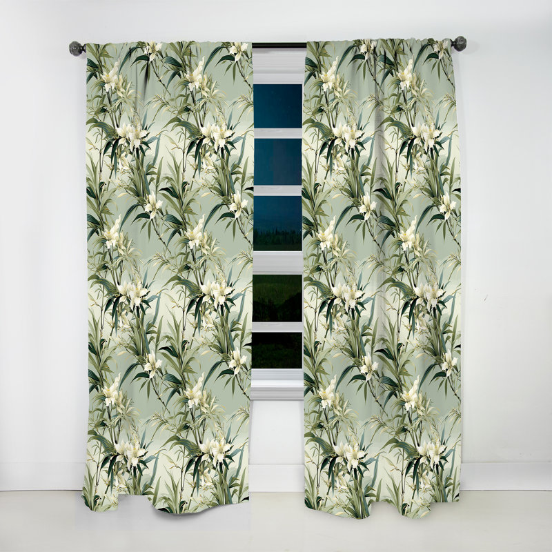 Bambou fusion motif tropical II - rideau floral - rideau obscurcissant floral - 1 panneaux, L 52 po x L 95 po