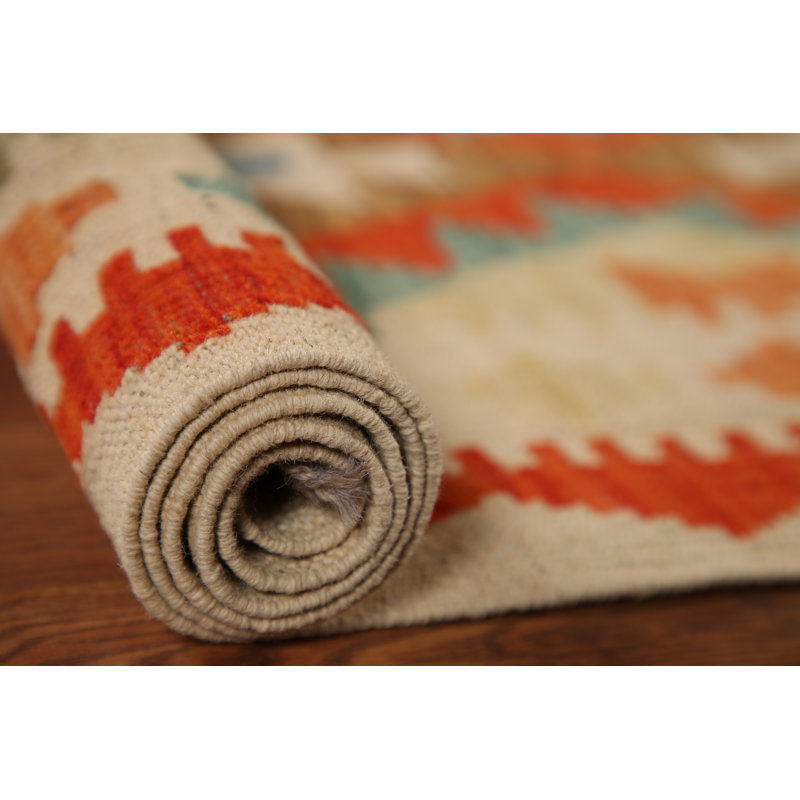 Orange Kilim Wool Area Rug 3x5