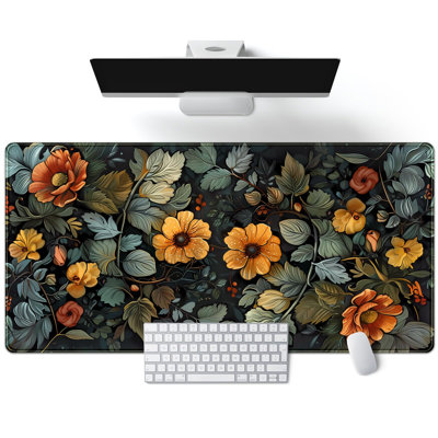 Floral Desk Mat Old World Style Cottagecore Flowers Extended Mouse Pad Large Botanical Gaming Mousepad XXL Cute Aesthetic Computer Keyboard Mouse Mat ' ' Desk Pad Office Decor, 15.75 x 31.5 inComes with a pure white mug as a gift