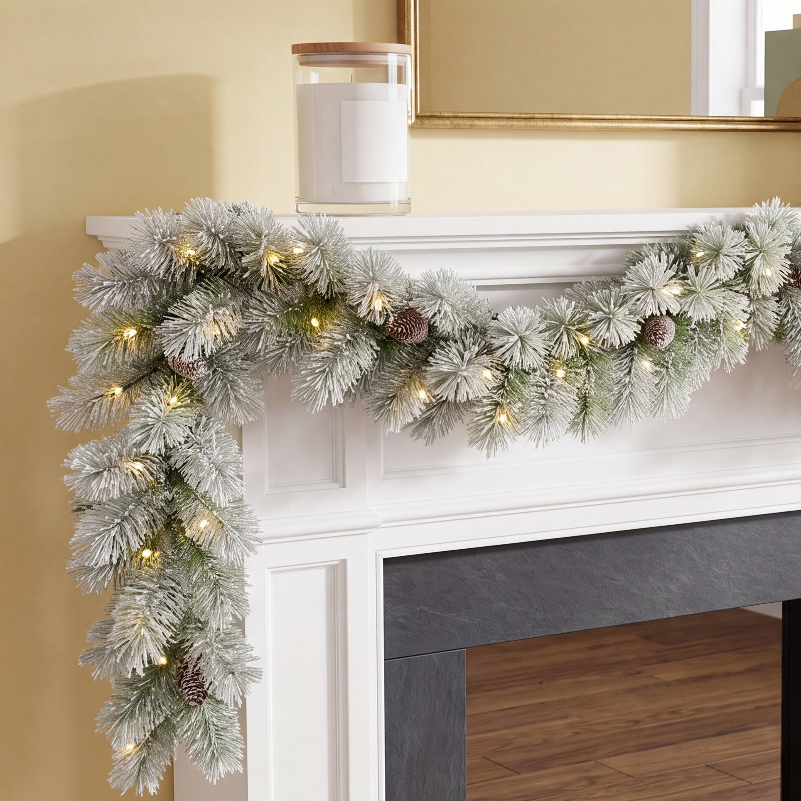 108" Frosted Pre-Lit Christmas Garland