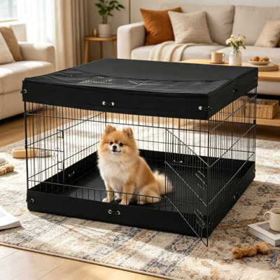 Dog House Fabric, Metal, Mesh 4 Set Red Indoor and Outdoor Heavy-Duty Durable