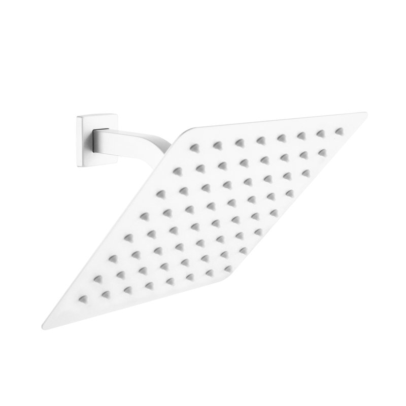 304 Stainless Steel High Shower - Bathroom, Rainfall, Self Cleaning, White, 8X8, 2.4Lb Head With Self-Cleaning Rainfall Waterfall,