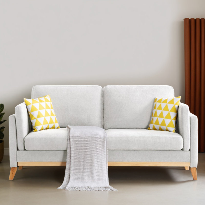 72" Square Arm Loveseat Sofa, Beige