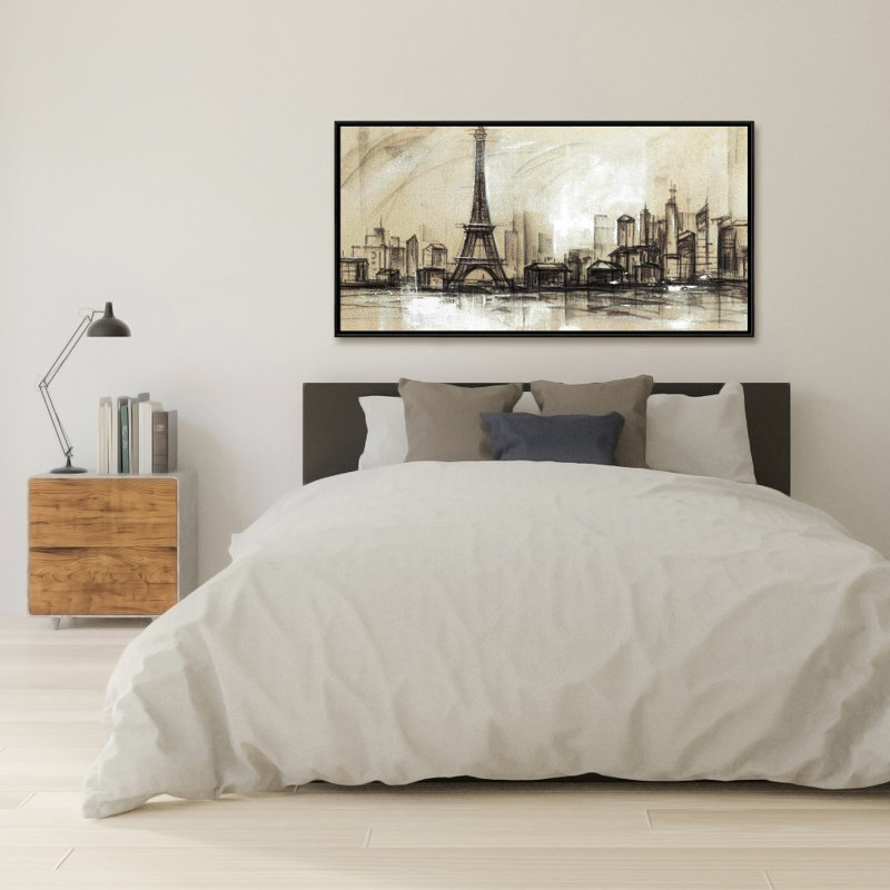 Eiffel tower sketch - 24"x48" Framed canvas
