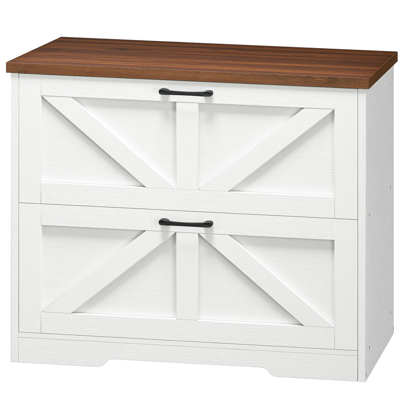 2-drawer Filing Cabinet, Farmhouse Style, Accommodates A4, Letter, And Legal Size