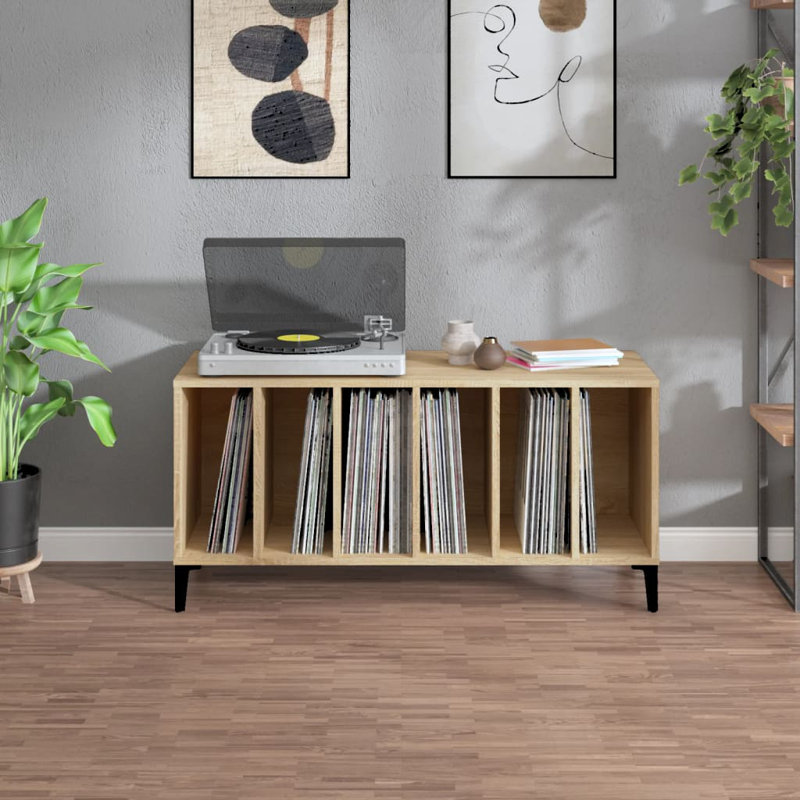 Armoire à disques vidaXL Bois d'ingénierie, métal, Chêne sonoma