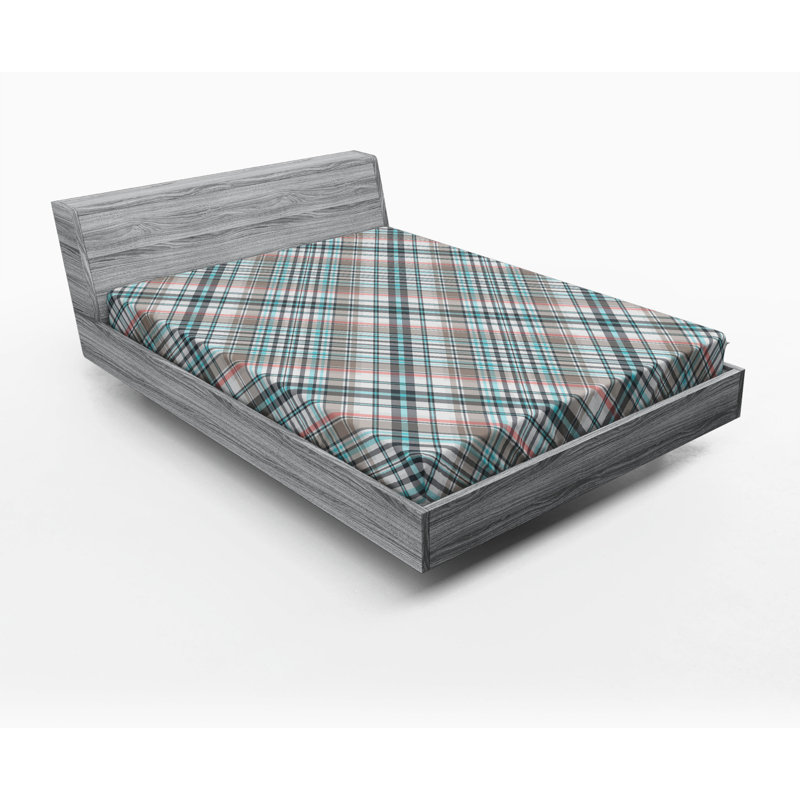 Microfiber Striped Fitted Sheet, Full Fitted Sheet, Blue Plaid 2