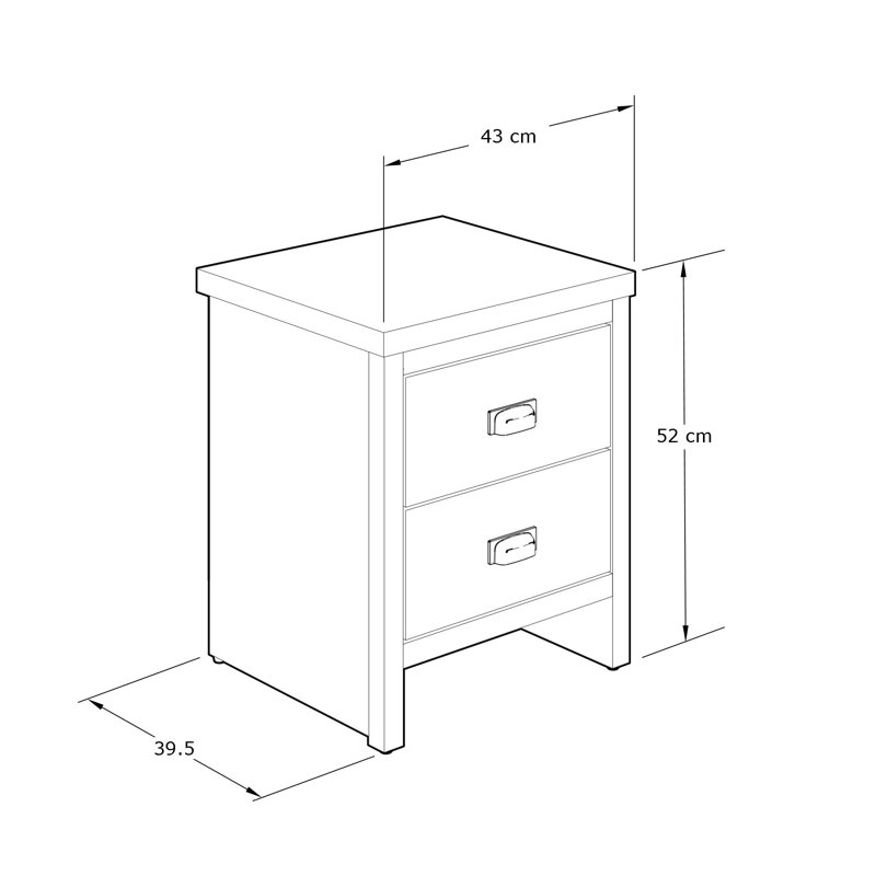 Alahia 43cm W Manufactured Wood Bedside Table, Grey