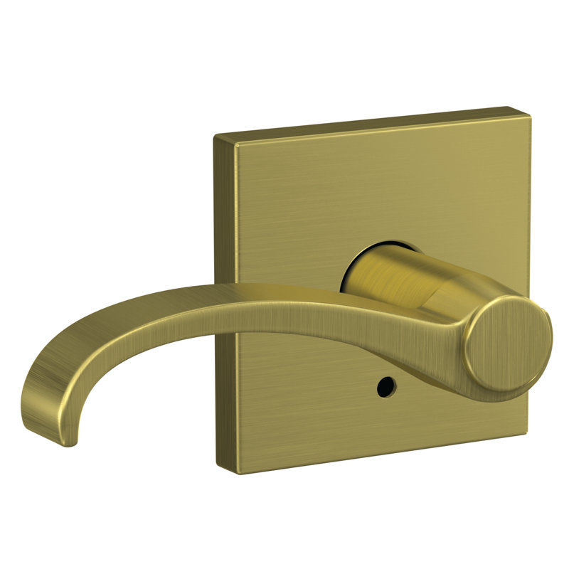 Custom Whitney Non-Turning Lever with Collins Trim, Satin Brass