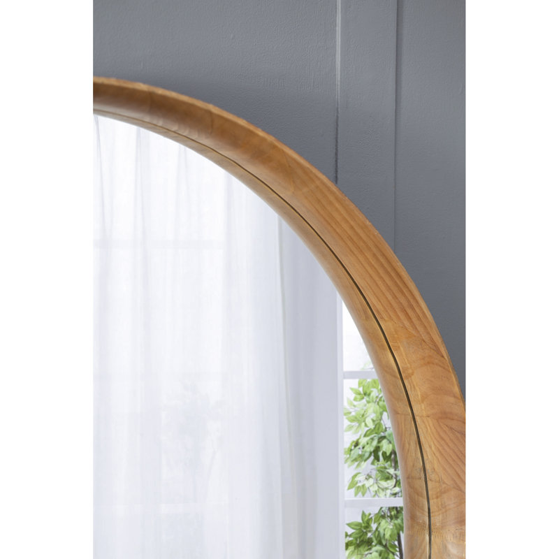 Miroir en bois de pin de 31,5 po pour la salle de bain et le salon, miroir visuel attrayant