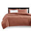 King 3 Piece Reversible Bedspread Clay Red - With Graceful Quilting Design, Pre-washed Cotton For Comfort, Includes & 2 Matching Shams, Machine Washable Oversized With Exquisite Filling Relaxing,