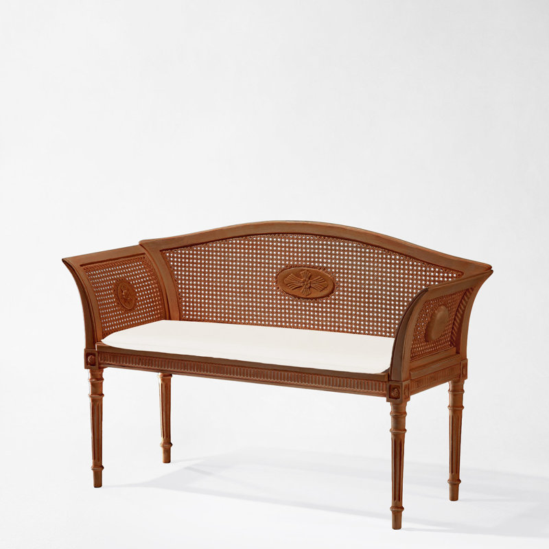 HEREDIA Cane Bench, Antique Brown