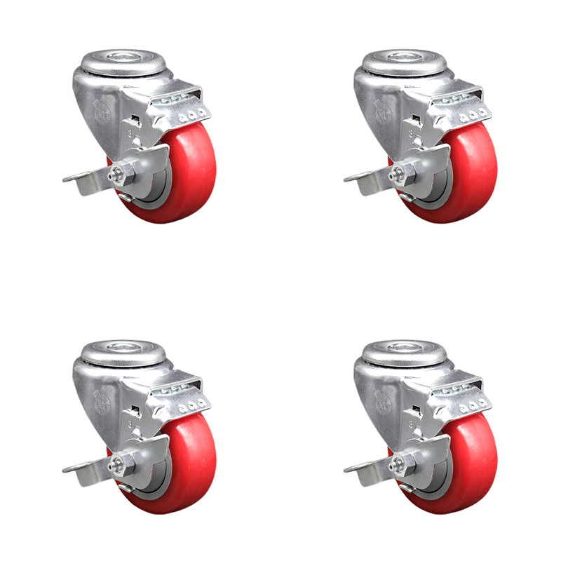 Ensemble de roulettes en polyuréthane SS, Gris