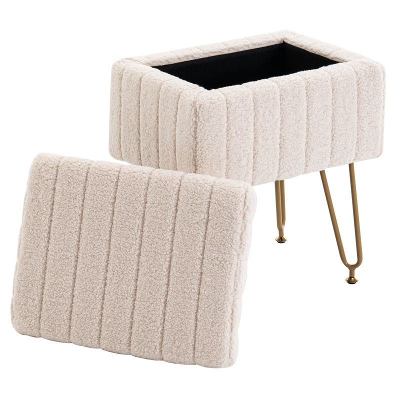 Broten Upholstered Ottoman With Storage Space, White