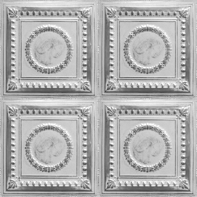 American Tin Ceilings, Blanc argenté délavé