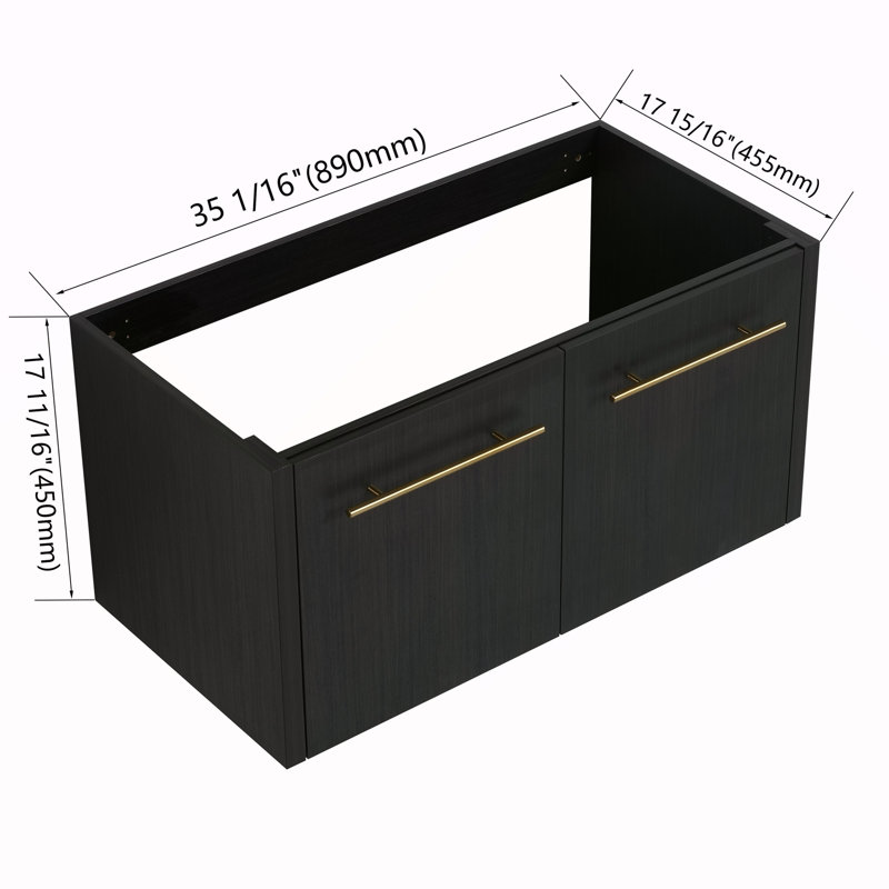 Meuble-lavabo mural 36 po (35 1/16 po) (seulement le corps de l'armoire, pas d'évier supérieur) -BVB09136BCT, Black Chestnut