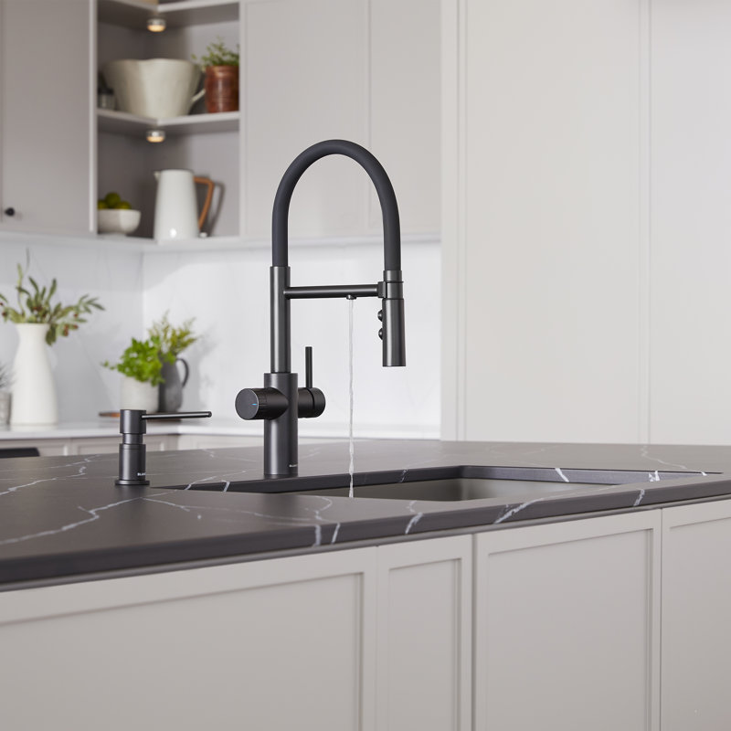 Catris Flexo Filter-ready Pull-down Single Handle Kitchen Faucet With Under-sink Filtration System, Matte Black