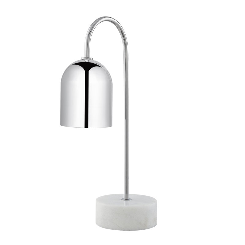 Lampe de bureau en métal Gilleod, Chrome, Blanc