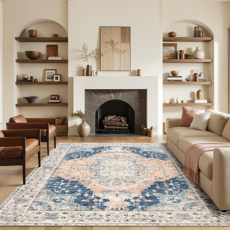 Groner Large Tranditional Rugs Living Room Rug Washable Bedroom Rug Non-Slip Colorful Vintage Accent Floor Carpet For Home Decor