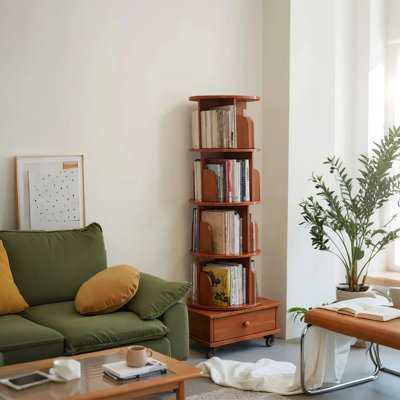 Bibliothèque moderne à 360 degrés avec étagère de rangement rotative à 5 niveaux
