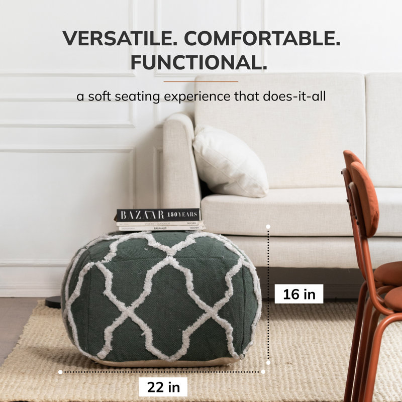 Prathersville Upholstered Pouf, Green