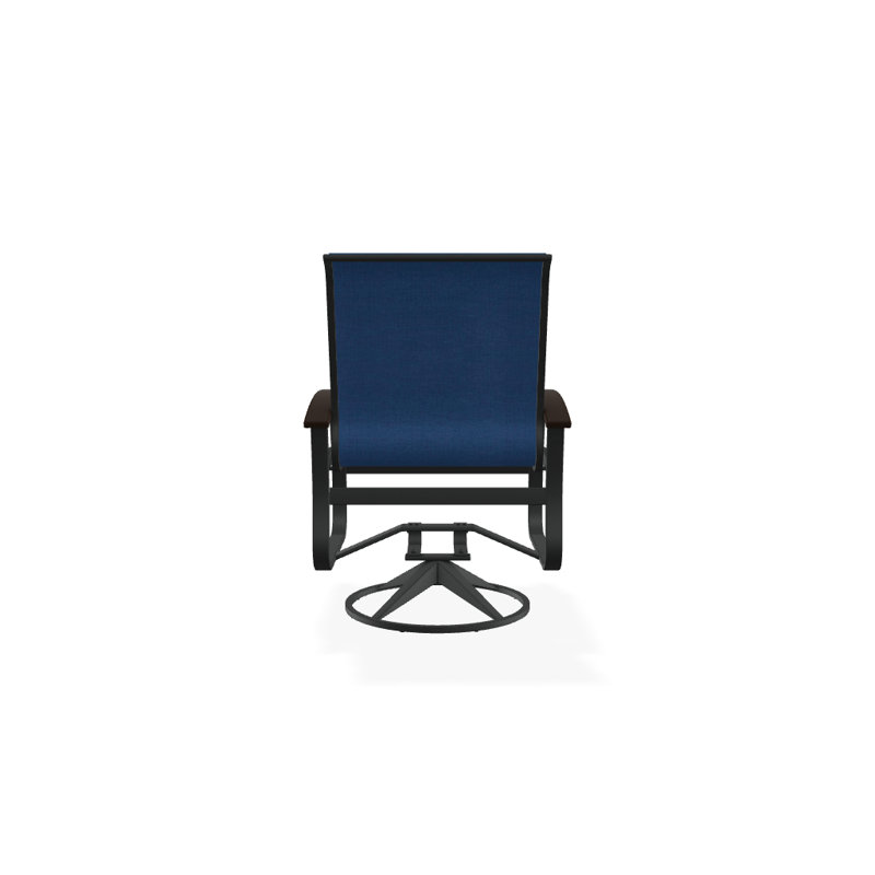 Belle Isle Outdoor Dining Armchair, Cobalt 35D Sunbrella®, Kona P10, Textured Graphite