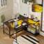 Baford L-Shaped Computer Desk with Power Outlet, Gaming Table with Monitor Stand and Shelves-468195737-464828181
