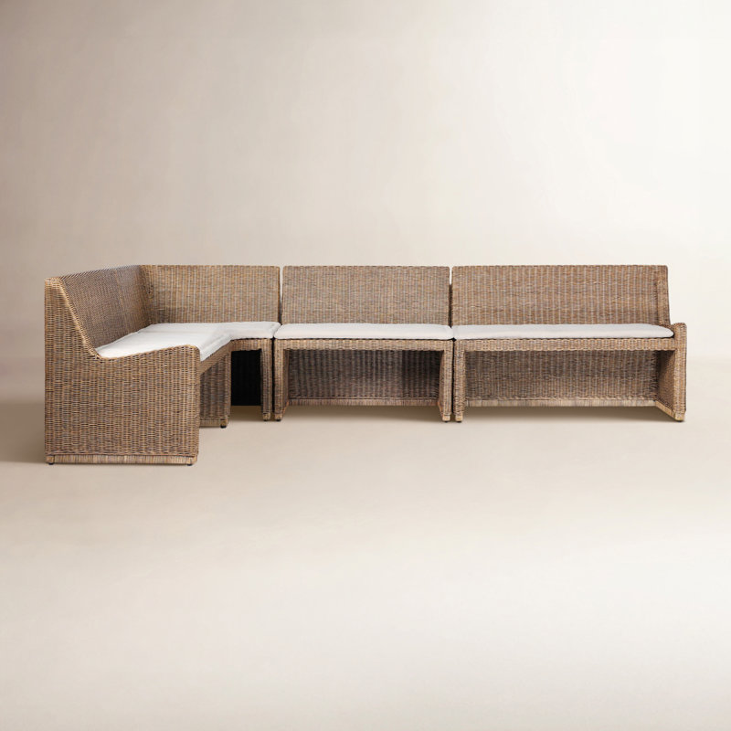 Senna L-Shape Dining Banquette, Right Hand Facing, 32.5"H x 121.75" W x 83.25" D