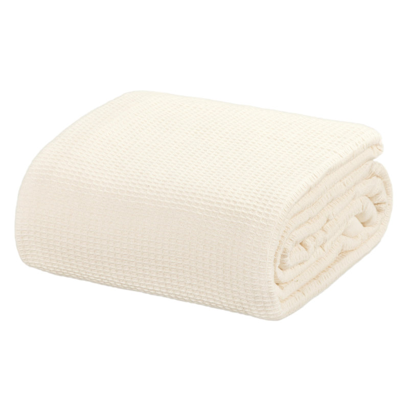 Ivory Twin Cotton Knitted Machine Washable Blanket