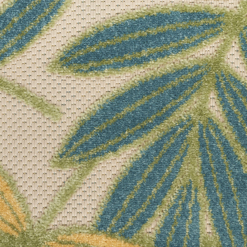 Tapis intérieur / extérieur à motif floral Ameir, Tapis de couloir 2 pi 3 po x 8 pi