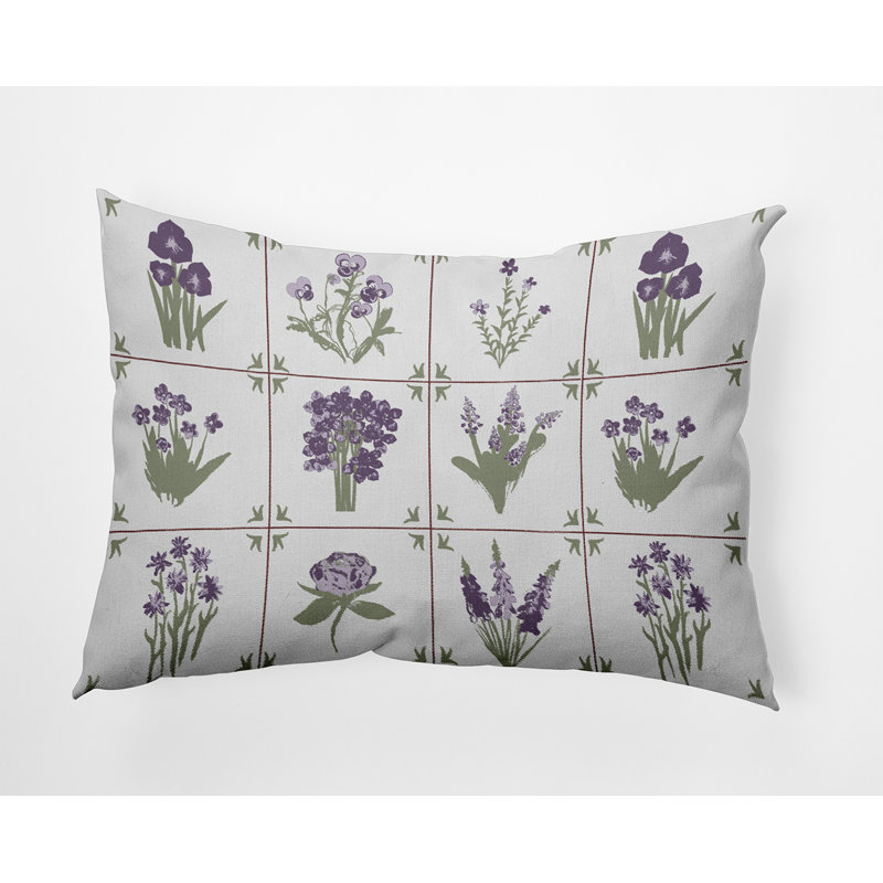 Outdoor Reversible Throw Pillow, Purple/Green Floral