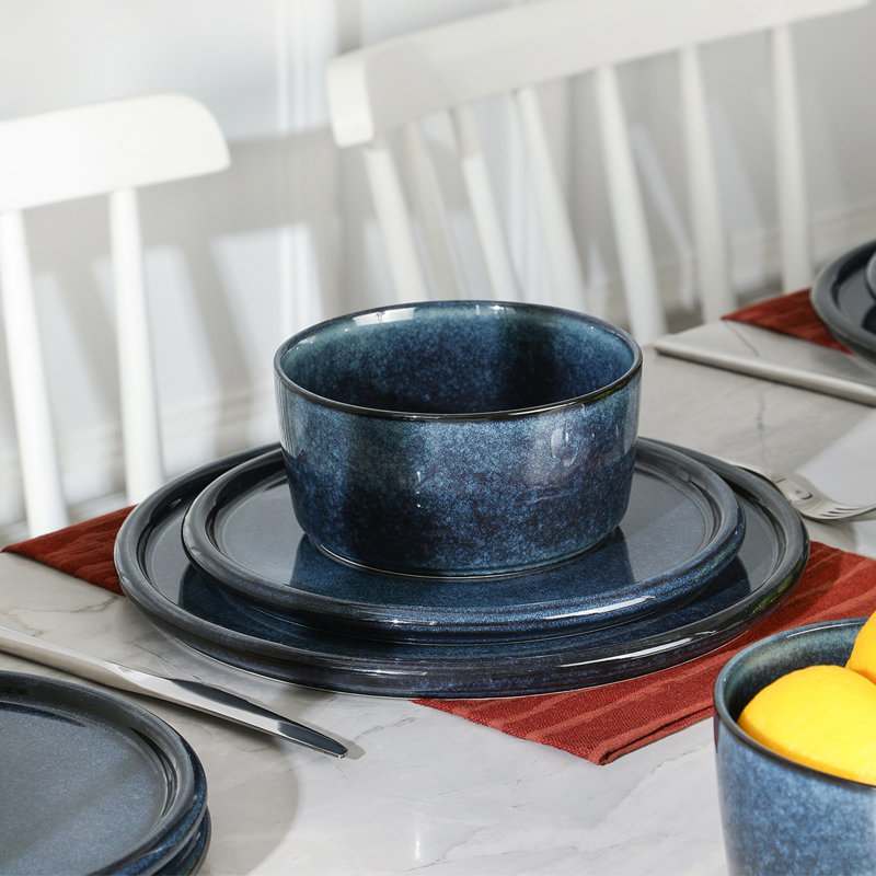Stone Lain Eden 4-Piece Bowl Set Stoneware, Blue