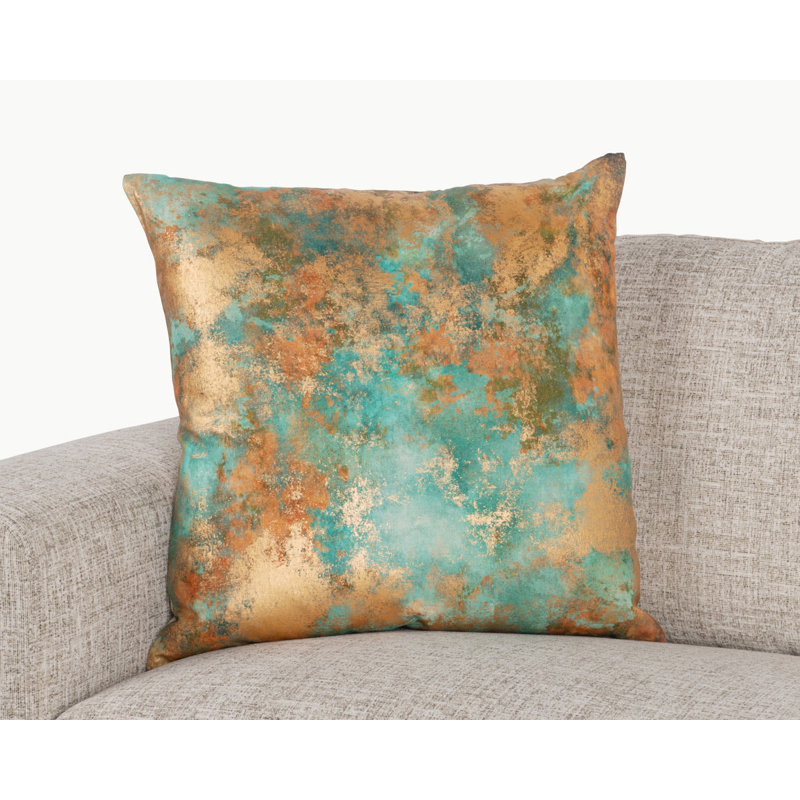 Equilibrium Abstract Linen Blend Throw Pillow, Turquoise/Copper Abstract