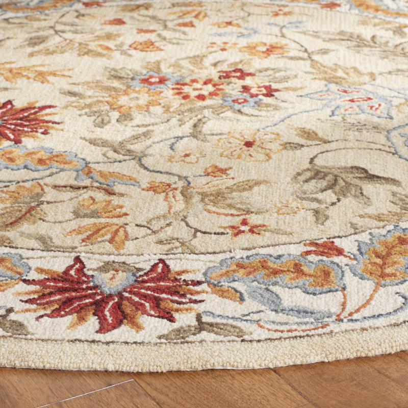 Tapis ivoire en laine crocheté à la main Hollander Missy, Rond 8 pi