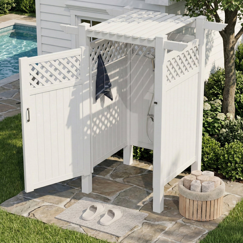 88.5"H X 57.5"W X 47.75"L Outdoor Shower Enclosure With Door, Privacy Stall For Pool & Beach