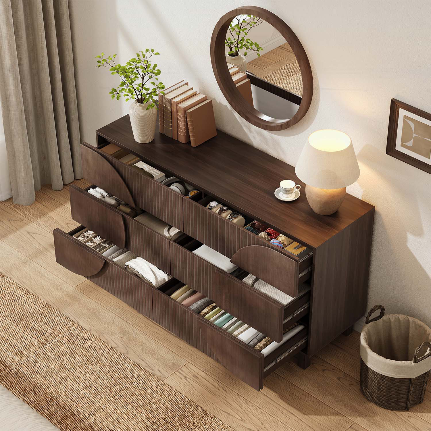 Fluted Storage Unit George Oliver Modern 6 Drawer Fluted Storage Cabinet | Wayfair