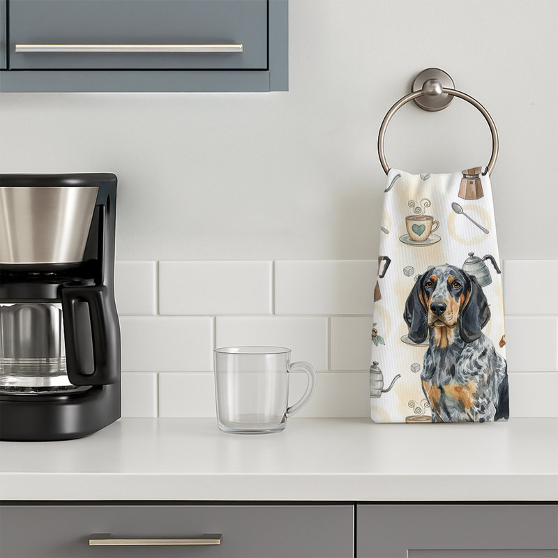 Bluetick Coonhound Coffee Bar Kitchen Towel, Bluetick Coonhound